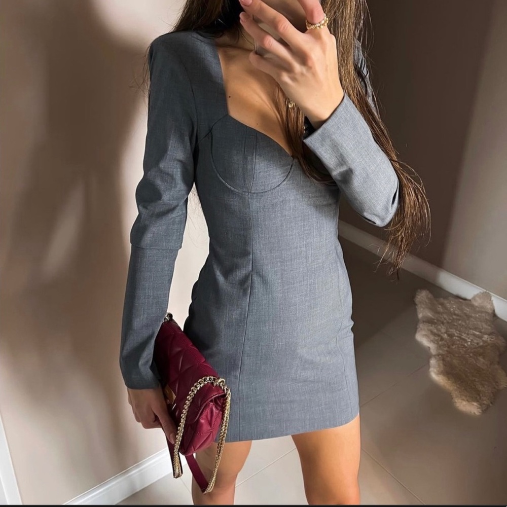 ZARA WOMAN FW21 GRAY SHORT FITTED DRESS 8833/317 - Picture 11 of 14